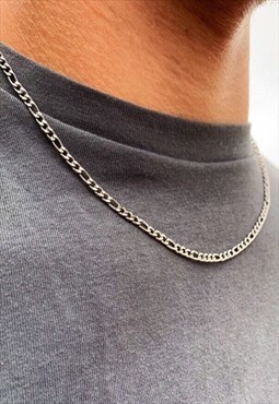 Thin Silver Figaro Chain Necklace - Mens Necklace Chain