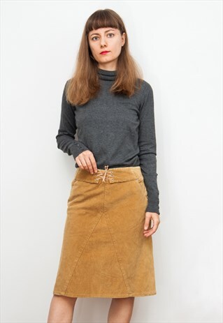 CAMEL CORDUROY A-LINE SKIRT