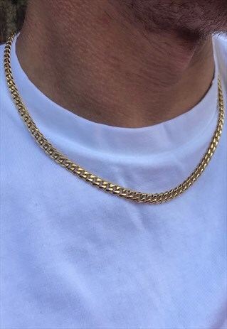 THICK GOLD CURB CHAIN NECKLACE- MENS JEWELLERY