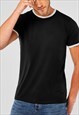 54 Floral Essential Raglan Contrast T-Shirt - Black/White