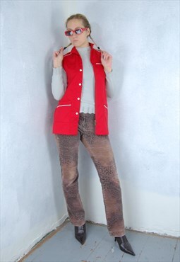 Vintage y2k long festival suit unisex waistcoat bright red