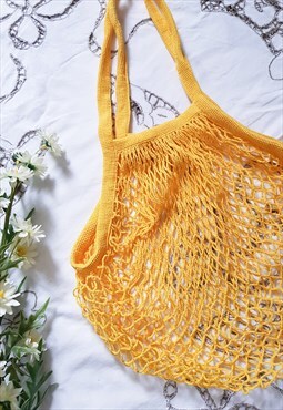 Yellow Cotton String Shoulder Bag