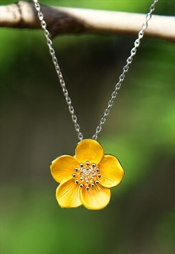 Buttercup Yellow Flower Pendant Necklace