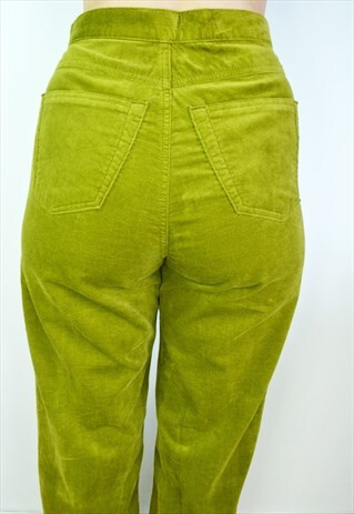 LIME GREEN VELVET VINTAGE UNISEX MOM JEANS