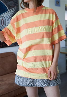 Vintage Striped Unisex Big Embroidered T-shirt