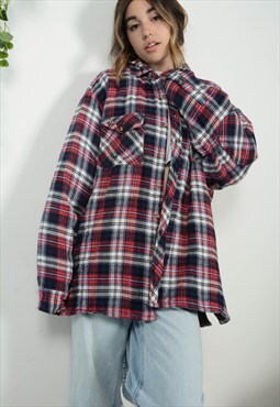 Vintage 90s Padded Shacket Red Plaid Flannel