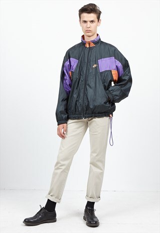 VINTAGE BLACK PURPLE NIKE ZIP TRACK JACKET