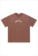 WICKED SLOGAN T-SHIRT FANG PRINT TEE UTILITY TOP IN BROWN