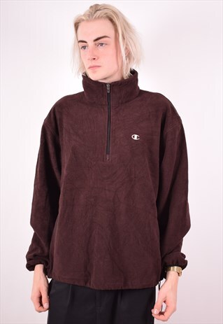 CHAMPION MENS VINTAGE FLEECE JUMPER LARGE BROWN 90S