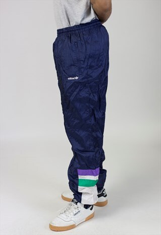 VINTAGE ADIDAS NAVY SHELL TRACKSUIT BOTTOMS