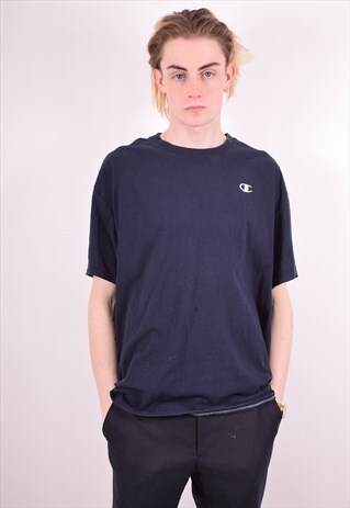 CHAMPION MENS VINTAGE T-SHIRT TOP XL NAVY BLUE 90S