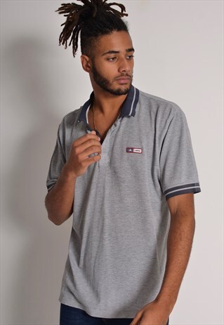 Vintage Adidas 90's Short Sleeve Polo Shirt Grey Vintage Adidas 90's Short Sleeve Polo Shirt Grey