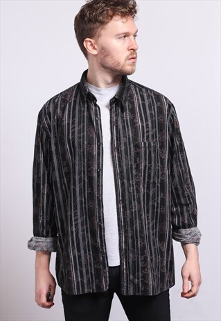 VINTAGE CORDUROY CORD STRIPED SHIRT