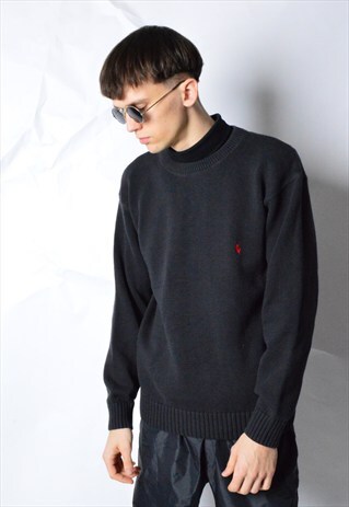 VINTAGE 90S DARK GREY KNIT RALPH LAUREN JUMPER
