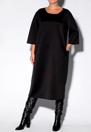 BLACK NEOPRENE DRESS, MINIMALIST DRESS, HOLIDAY DRESS, PARTY