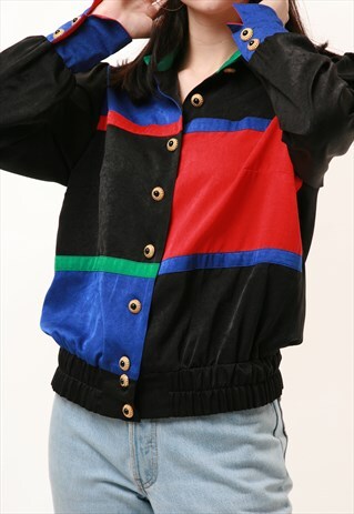 90S VINTAGE COLORBLOCK MULTI BLOUSE SHIRT 863
