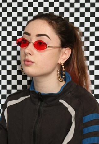 DREAMING SLIM RIMLESS SUNGLASSES IN RED