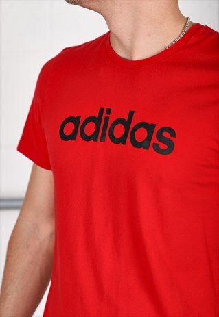 Vintage Adidas T-Shirt in Red Short Sleeve Tee Small