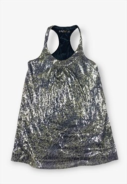 Vintage y2k leopard print racerback top metallic s BV16607