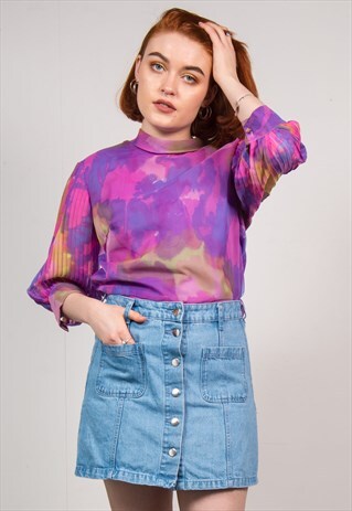VINTAGE 60'S PINK BLOUSE TOP