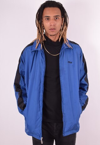 FILA MENS VINTAGE TRACKSUIT TOP JACKET LARGE BLUE 90S