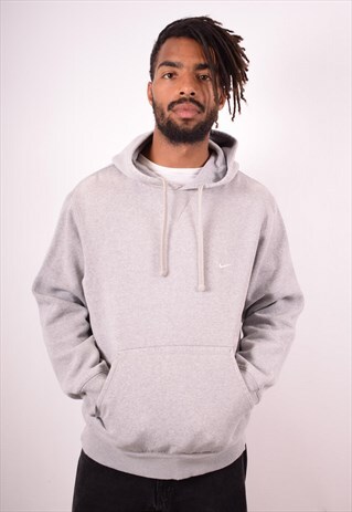 NIKE MENS VINTAGE HOODIE JUMPER LARGE GREY 90S