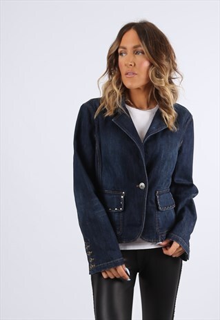 DENIM JACKET BLAZER TOMMY HILFIGER FITTED UK 16 (L84D)