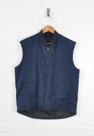 Vintage Workwear Vest Gilet Navy Large