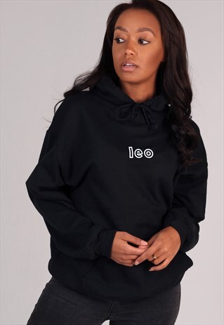 OVERSIZED LEO STARSIGN HOODIE IN BLACK