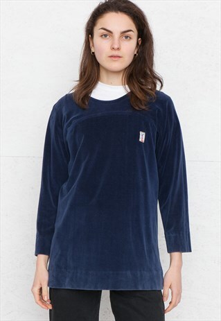 VINTAGE NAVY YVES SAINT LAURENT PULLOVER SWEATSHIRT