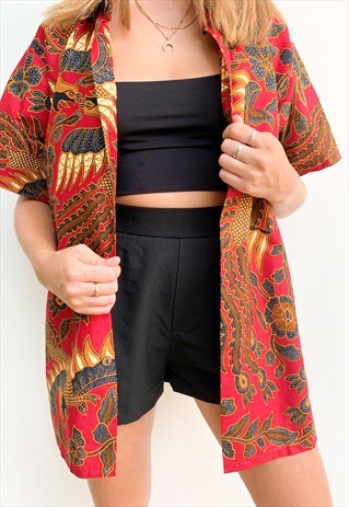 ORIENTAL DRAGON PRINT SHIRT HALLOWEEN FESTIVAL HAWAIIAN