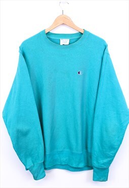 Vintage Champion Sweatshirt Blue Pullover With Chest Logo