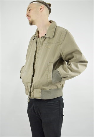 VINTAGE 90S CREAM LEVI'S QUILTED WINTER BOMBER JACKET
