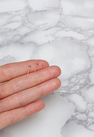 18CT ROSE GOLD & SILVER NOSE STUD SET OF 3 - LARGE BALL 2MM