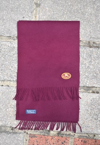 VINTAGE 90S BURBERRY BURGUNDY WINE RED LONG SCARF TASSELED