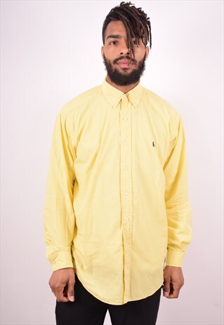 POLO RALPH LAUREN MENS VINTAGE SHIRT LARGE YELLOW 90S