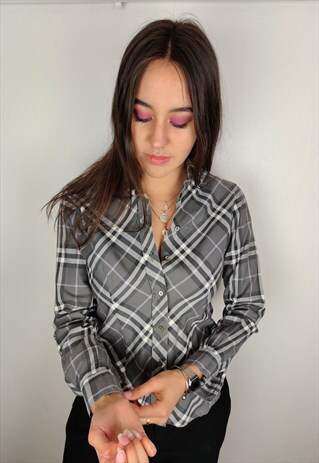 VINTAGE BURBERRY SHIRT NOVA CHECK IN GREY