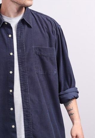 VINTAGE CORDUROY CORD SHIRT BLUE