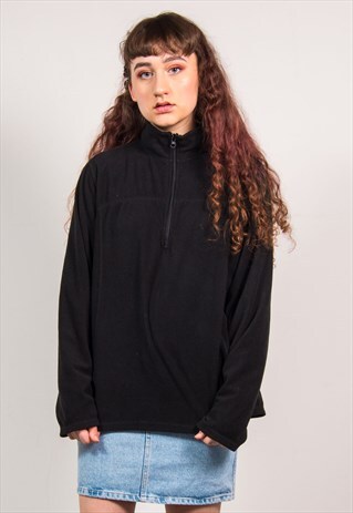 OLD NAVY VINTAGE 90'S BLACK FLEECE QUARTER ZIP JUMPER