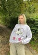 VINTAGE SIZE L COTTAGECORE PUPPY SWEATSHIRT IN WHITE