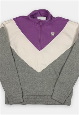 Vintage Fila embroidery purple 1/4 zip sweatshirt womans S