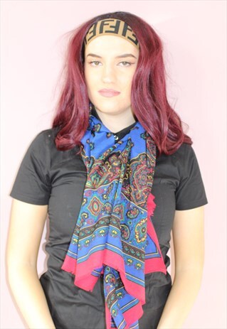 COULOURFUL SCARF VINTAGE 90S - PATTERN RED BLUE GREEN