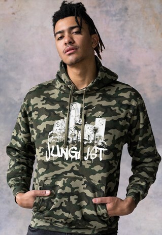 JUNGLIST SOUND SYSTEM CAMO CAMOUFLAGE MENS HOODED TOP HOODIE