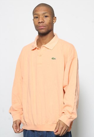VINTAGE LACOSTE LONG SLEEVE POLO SHIRT PINK