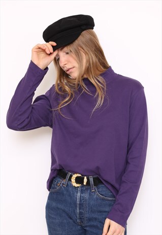 VINTAGE 90S PURPLE TURTLE POLO HIGH NECK TOP