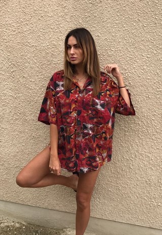 PATTERNED OVERSIZED RETRO VINTAGE UNISEX FESTIVAL SHIRT
