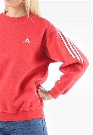 RED ADIDAS SWEATSHIRT 3 STRIPE