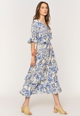 Blue floral long dress