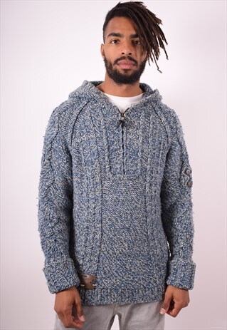 MENS VINTAGE HOODIE SWEATER XL BLUE 90S