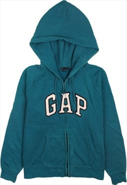 Vintage 90's Gap Hoodie Spellout Full Zip Up Turquoise Blue